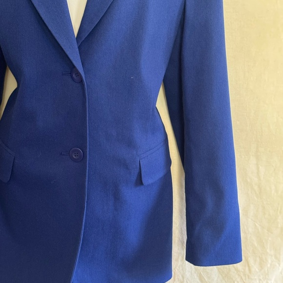B-51 Joan Leslie Blue Wool Blend Long Sleeve‎ Blazer Suit Jacket Size 12 - Picture 3 of 15